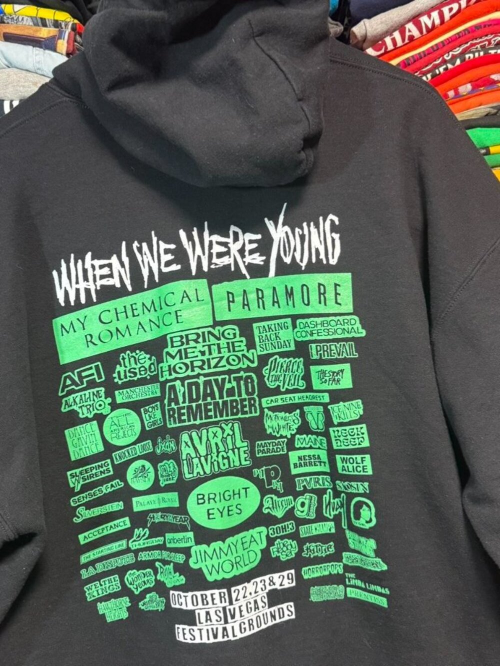 When we were young music festival hoodie black double sided band names - Picture 4 of 5